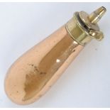 Copper and brass plain bag shaped pistol flask by Dixon & Sons, 5 ins high