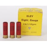 25 x 8 bore Eley, 80mm, 57gm, 4 shot paper cased cartridges, in original box