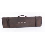 Canvas and leather gun case fitted for 30 ins barrels, Army & Navy trade label