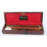 12 bore cleaning kit, three piece cleaning rod, in fitted wooden box with William Powell label