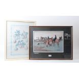 Framed and glazed coloured hunting print: Pocket, The Cuetown Hunt by Lionel Edwards and one other