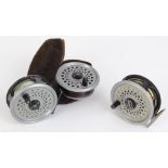 Intrepid centre pin 3,1/2 ins trout reel with floating line and spare spool with sinking line; Leeda