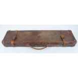 Brown leather gun case with reinforced corners, fitted for 30 ins barrels, Potter of Kings Lynn