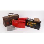 Quantity of assorted military ammo boxes, army issue tent, ground sheet and poncho