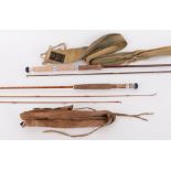 7ft Hardy Fibalite, 2 pc. fly rod and 8ft 6ins Army & Navy split cane fly rod with spare top