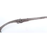 Indian snaphaunce musket, 47 ins full metal stocked barrel, steel lock, curved decorated stock (