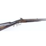 .577 x 20 bore Percussion Cape rifle by De Lany, 34 ins sighted part octagonal barrel, broad rib,