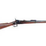 .45-70 Springfield US Model 1884, trap door rifle, with 36 ins two band barrel, Buffington rear