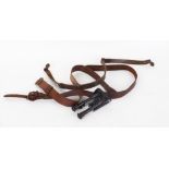 Three leather rifle slings and extending bi-pod