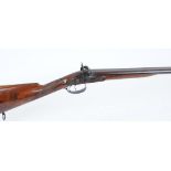 20 bore Percussion double sporting gun by Manton, c.1828, 28 ins brown damascus barrels inscribed