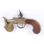 Flintlock eprouvette in Beligian form with brass boxlock action, inscribed Hawkes & Co. (frizzen and
