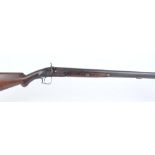 10 bore Percussion single barrel sporting gun, 29,1/2 ins half stocked two stage barrel with gold