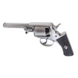 120 bore Percussion double action revolver by Webley, c.1853, 4 ins octagonal barrel, side rammer,