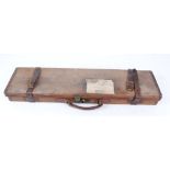 Canvas and leather gun case, fitted for 27 ins barrels, Cogswell & Harrison trade label and Henry