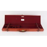 Brady brown leather motor case, with fitted claret baize lined interior for up to 30,1/2 ins