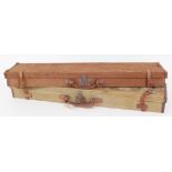 Green canvas gun case with fitted baize lined interior, together with another brown canvas case, for
