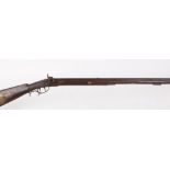 .350 Percussion (converted from flintlock) Plains rifle by J Meqillet, 39 ins full stocked octagonal
