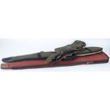 Canvas and leather fleece lined and nylon fleece lined gun slips; suede and leather padded half