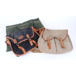 Brady fishing bag with leader line; Shakespeare and Wychwood fishing bags