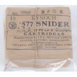 10 x .577 Kynoch Snider shot cartridges