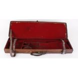 Leather motor case to take 30 ins barrels, red baize lined for restoration