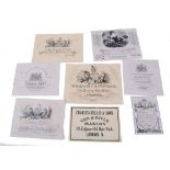 Eight gunmakers trade labels: Williams & Powell; Westley Richards; Egg; Watson Hancock; Jas