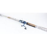 10 ft Lathams sea rod with spinning reel and vintage trout reel