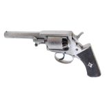 120 bore Percussion double action revolver by Webley, c.1853, 4 ins octagonal barrel, side rammer,