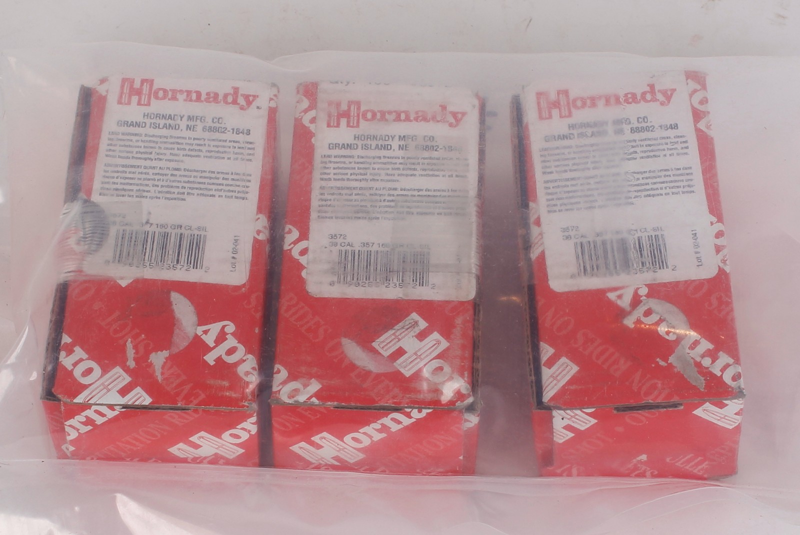 300 x .38/.357 Hornady, 160 gr CS-SIL expanding pistol or rifle bullets in 3 sealed boxes. The