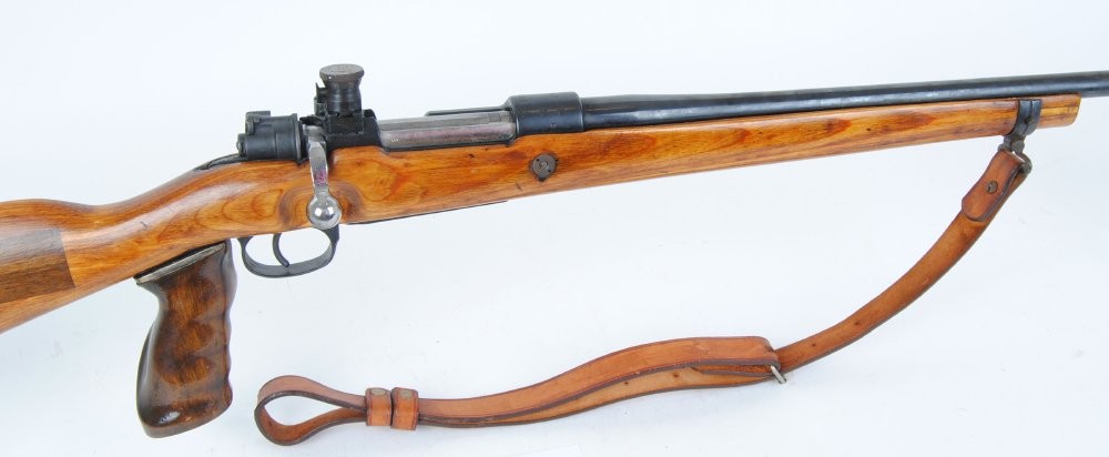 7.62mm Mauser Model 98, bolt action, Shultz & Larsen heavy target barrel, tunnel foresight and Salex