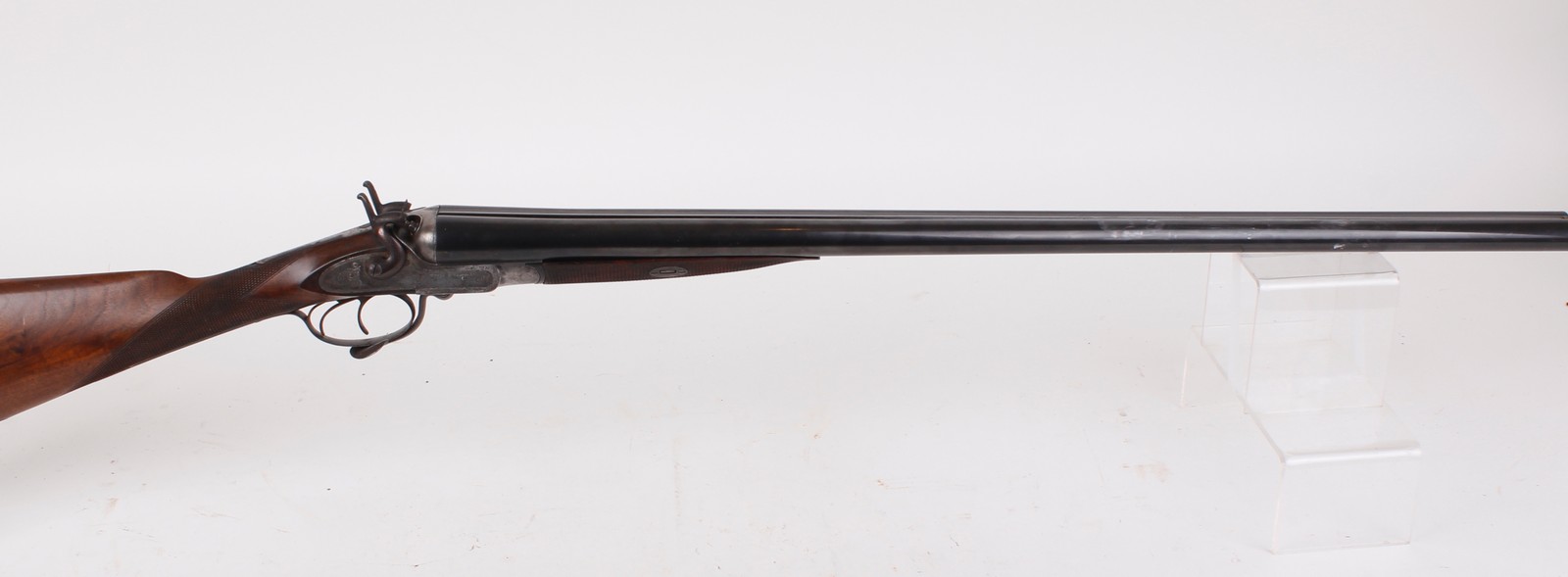 10 bore hammer by Trulock Brothers, 31 ins sleeved barrels, 1/2 & full, 2,5/8 ins chambers, engraved