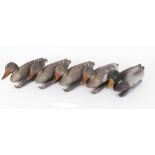 Five full body Mallard duck decoys