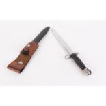 Swiss Army M57, bayonet with composite ring turned grips, metal scabbard with leather frog
