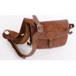 Canvas and leather cartridge bag  and leather cartridge belt