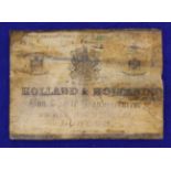 Holland & Holland trade label with 98 New Bond Street address