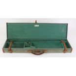 Brady canvas and leather motor case in green, with green baize lined interior for up to 30,3/4 ins
