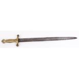 British army gladious type sidearm, 17,1/2 ins double fullered blade, brass hilt stamped 73rd