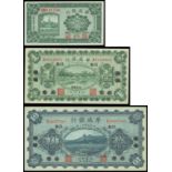 The Sino Scandinavian Bank, lot of 10 cents, 1925, 1 yuan and 10 yuan, 1922, serial number AM041530,