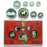 Singapore, lot of 5x proof sets/coins including, Proof set (1cent to $10) 1980, $10 1982, Silver