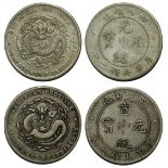 8. Szechuen Province, lot of 2x Silver Dragon Dollars,
