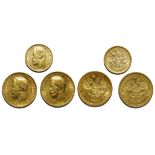 Russia, group of 3x gold coins consisting of, 5Roubles (1898) and 2x 10Roubles (both 1900),