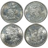 United States of America, lot of 2x Silver Dollars, 'Morgan' Dollar of 1885 and 'Trade' Dollar of