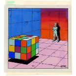 32 x 24cm. (12,60 x 9,45in.) b1>MOEBIUS (Jean GIRAUD dit) 1938-2012RUBIK'S CUBEEncre de Chine sur