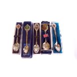 A collection of souvenir spoons, all from various location, silver plated examples (parcel)