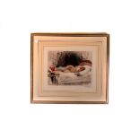 A pair of lithograph prints by A.Calbert, both recumbent nudes, signed to plates, one marked by