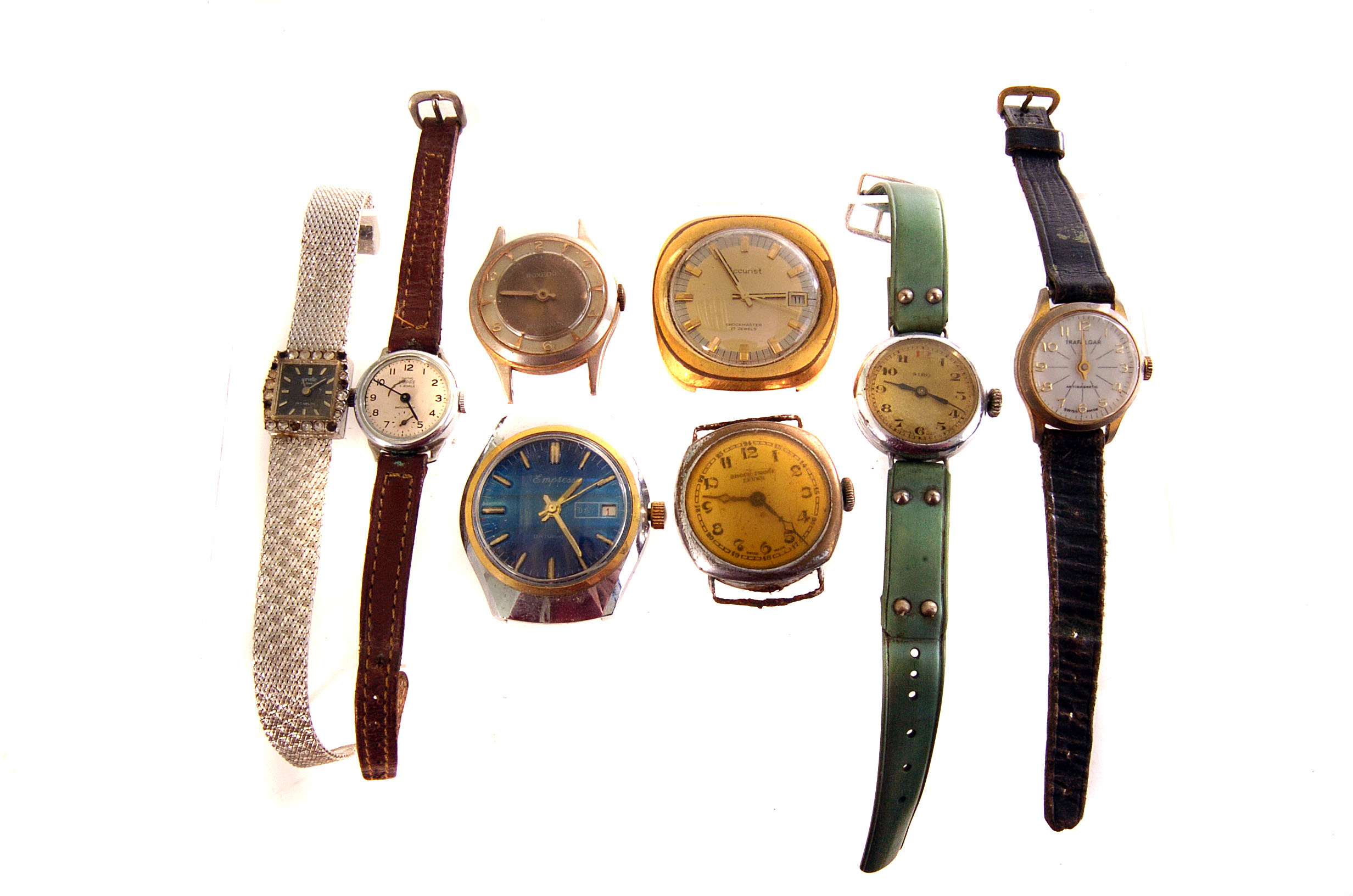 A large collection of various wristwatches, both gents and ladies examples, including some manual