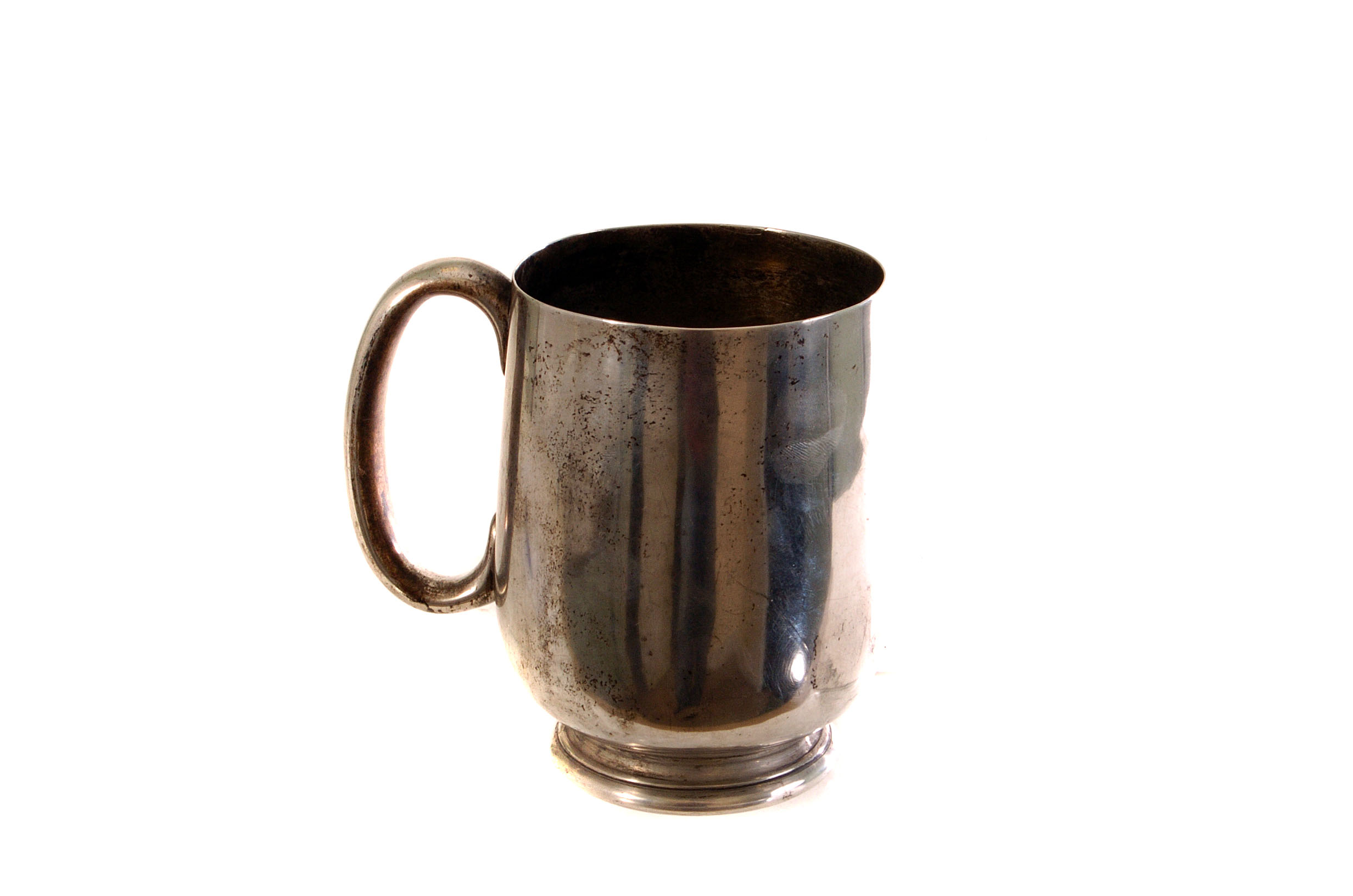 An Indian silverl tankard, marked with an elephant and markers mark for Hamilton & Co, to base,