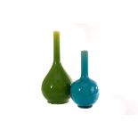 A Burmantoft pottery vase, the bulbous bottle vase in turquoise glaze, numbered 90 to base, together