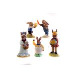 Five Royal Doulton Bunnykins figures, to include Mr Bunnykins 'At The Easter Parade' DB18, Easter