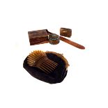 A collection of miscellaneous items,  comprising a carved page turner, two match box holders, a hair